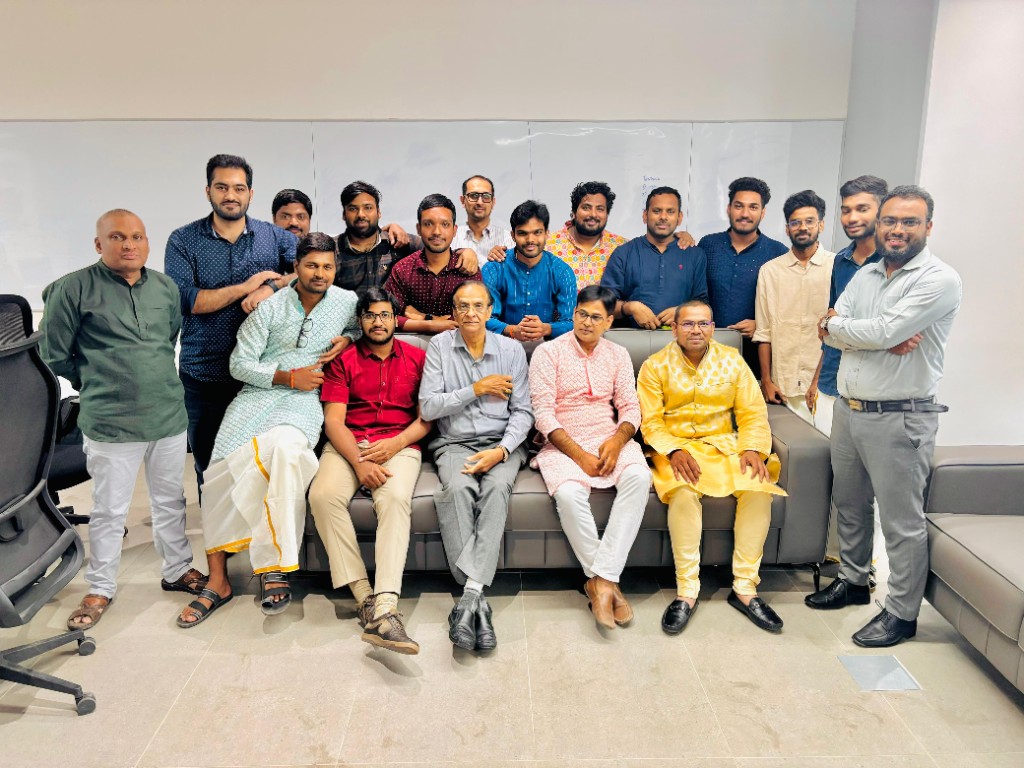 Festive team gathering in the office